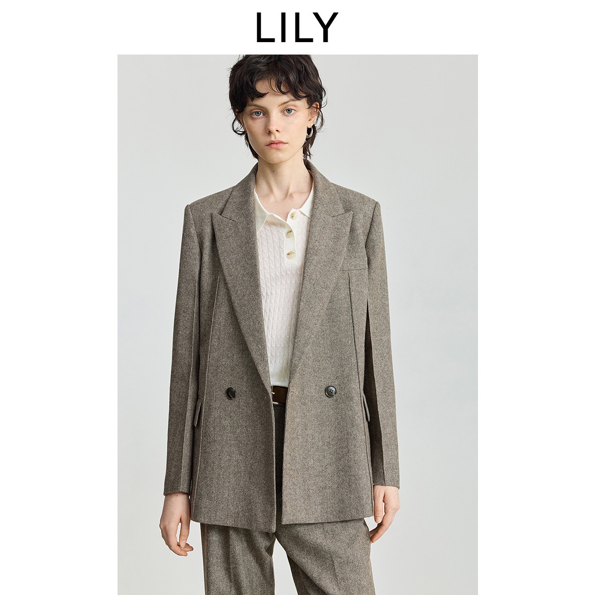 【套装】LILY2025冬新款羊毛混纺老钱风气质通勤西装套装2904&5908