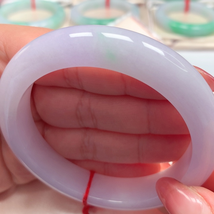 翡翠手镯未镶嵌冰粉紫57