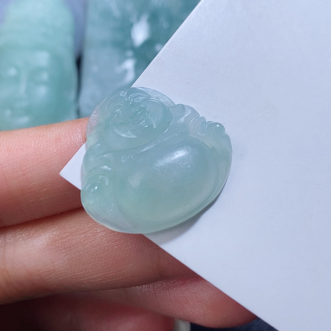 定制翡翠未镶嵌毛货付款后确认抛光