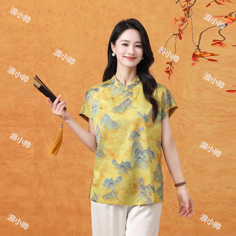 2230【峰恋】时尚气质夏季透气国风女士小衫