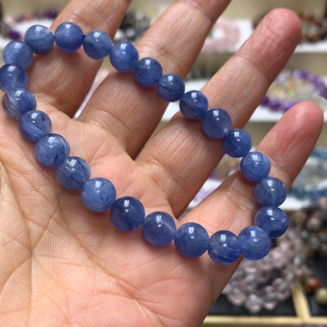 水晶手链未镶嵌天然蓝晶石