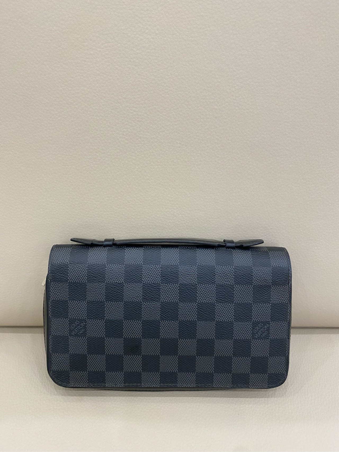 95新 LouisVuitton/路易威登 Zippy xl 手拿包 黑棋盘格 特惠出