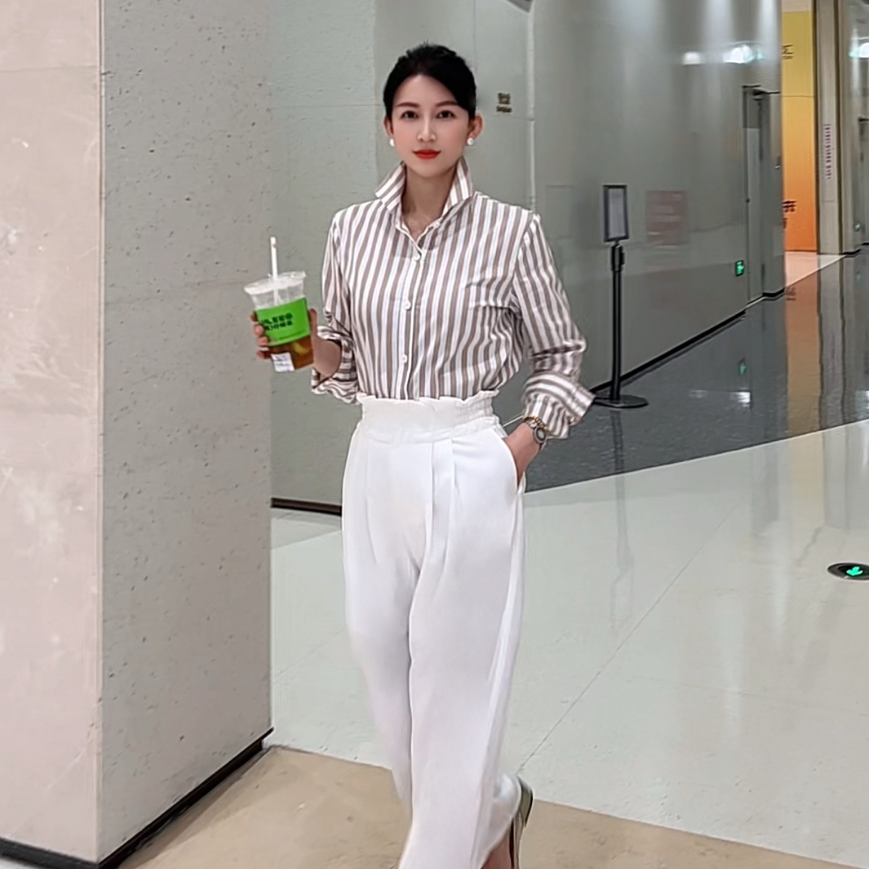 【线条序曲】 AN227 安妮老板 舒适通勤条纹气质设计感衬衫搭配裤子