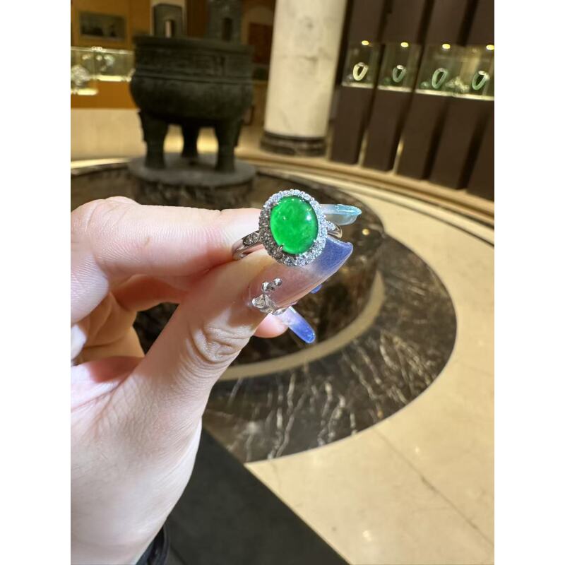 天然A货翡翠HCH49蛋面戒指多样性发一