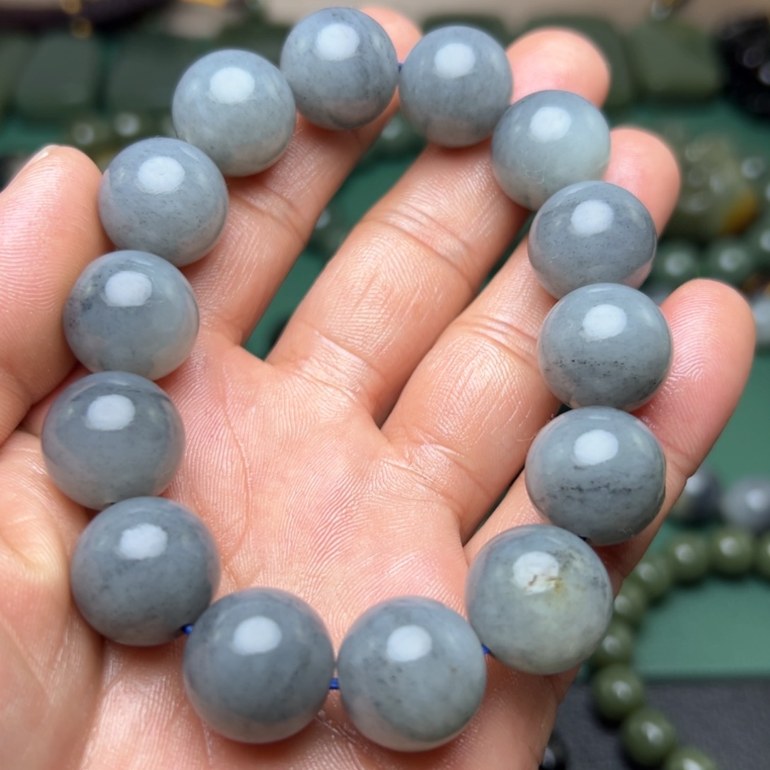 和田玉手链未镶嵌青花16