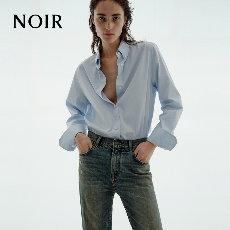 【NOIR系列】MOCO衬衫2025秋新品高支密匹马棉智性蓝MBE3SHT023