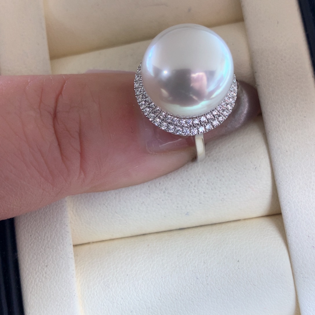 海水珍珠戒指18K金镶嵌