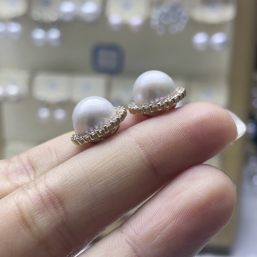 淡水珍珠耳饰银S925镶嵌