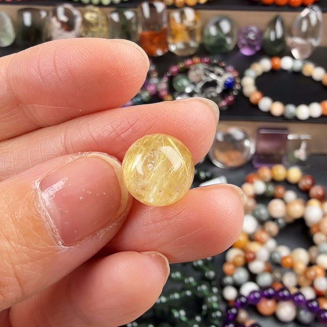 水晶单珠散珠未镶嵌天然金发晶