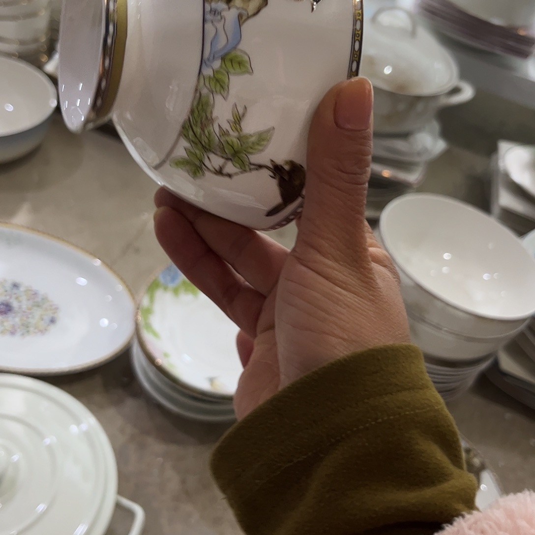 瓷片琴瑟和鸣碗六个4.5寸