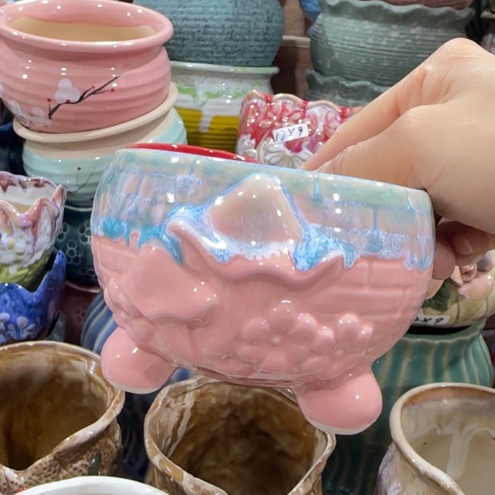 凑9块包邮，有孔，陶瓷花盆