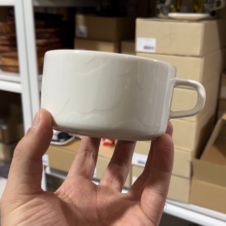 marimekko白花宽口250ml早餐杯