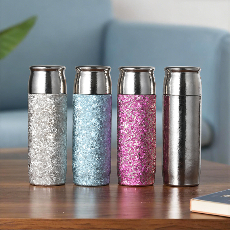 亚锋纯钛大冰花磁吸杯450ML正品双层高档水杯便携泡茶杯带礼盒