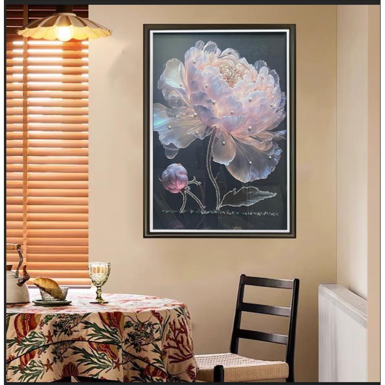 [喜宅家艺]QW233光影牡丹入户玄关餐厅装饰走廊过道画卧室床头画