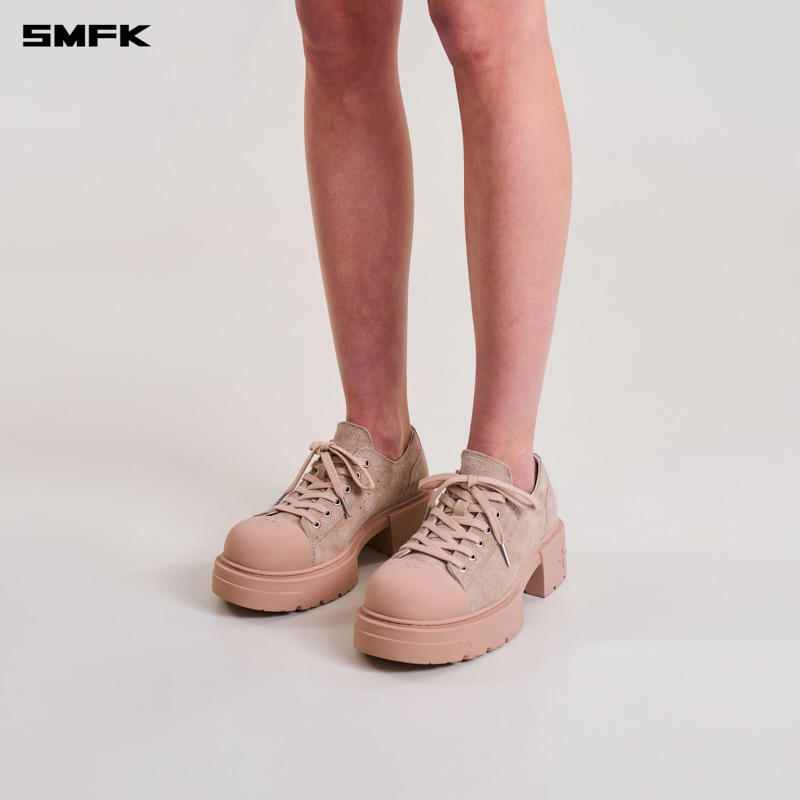 SMFK混合厚底球鞋/皮质 S0011F1 百搭圆头英伦厚底时尚系带鞋