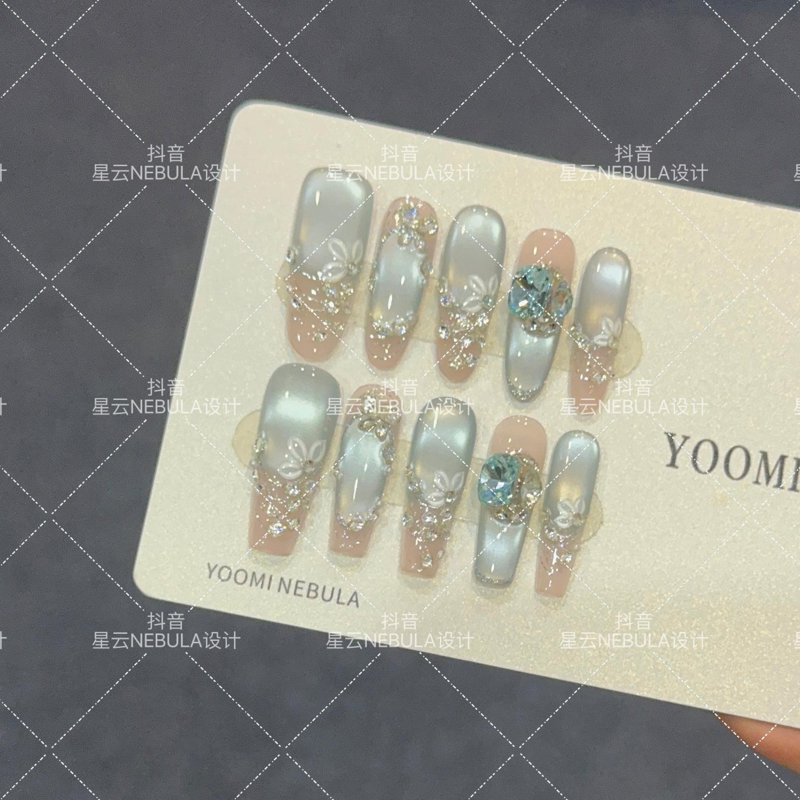 【芙尼的眼泪】纯手工可拆卸中长款裸色显白猫眼春夏穿戴甲