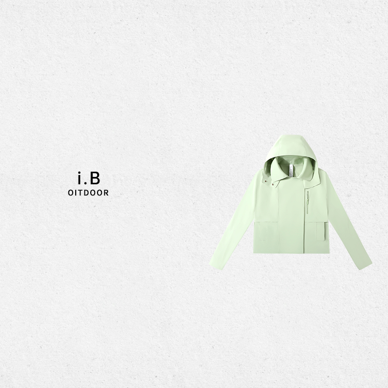 i.B 短款全热封压胶硬壳夹克 连帽可拆-IB-DAW039