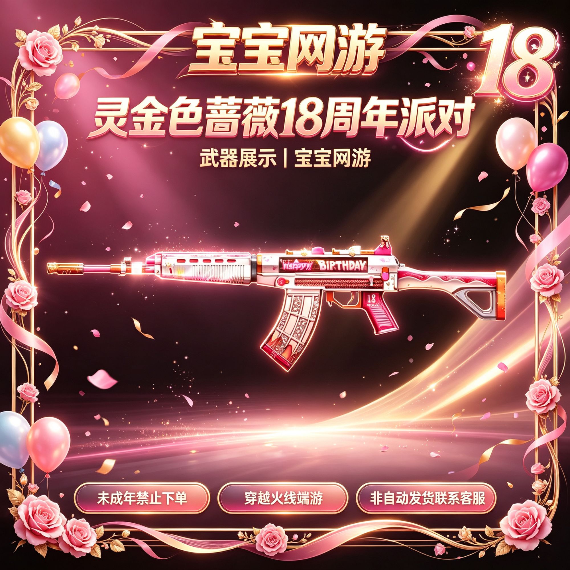 CF穿越火线端游商品【源武器】【QBZ03-金色蔷薇-18周年派对】