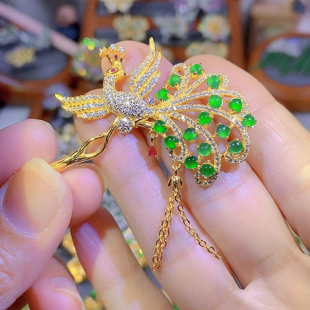 颈饰银S925镶嵌翡翠