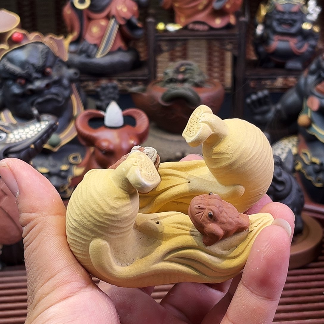 紫砂茶杯高端紫砂雕塑茶宠微瑕