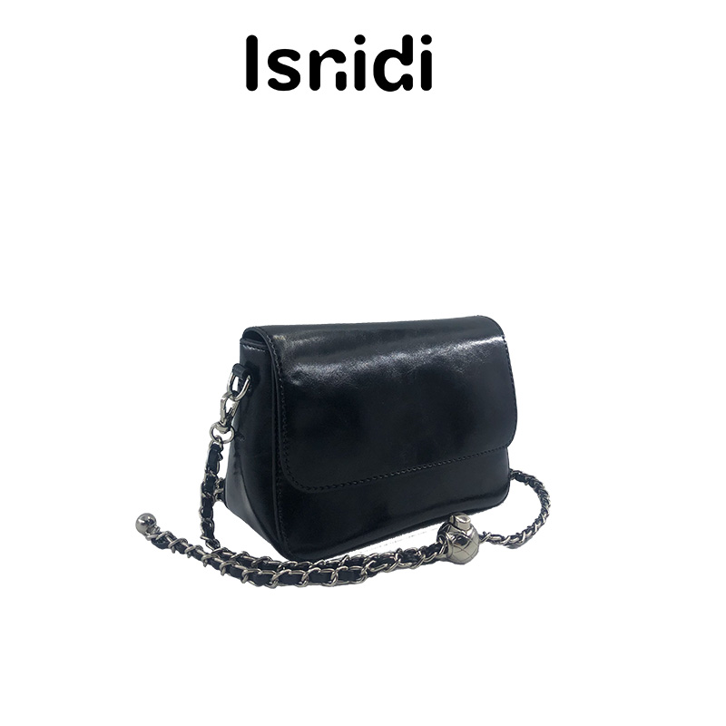 【Isnidi】2024秋冬新款邮差包真皮流浪包复古链条包斜跨ZY-010