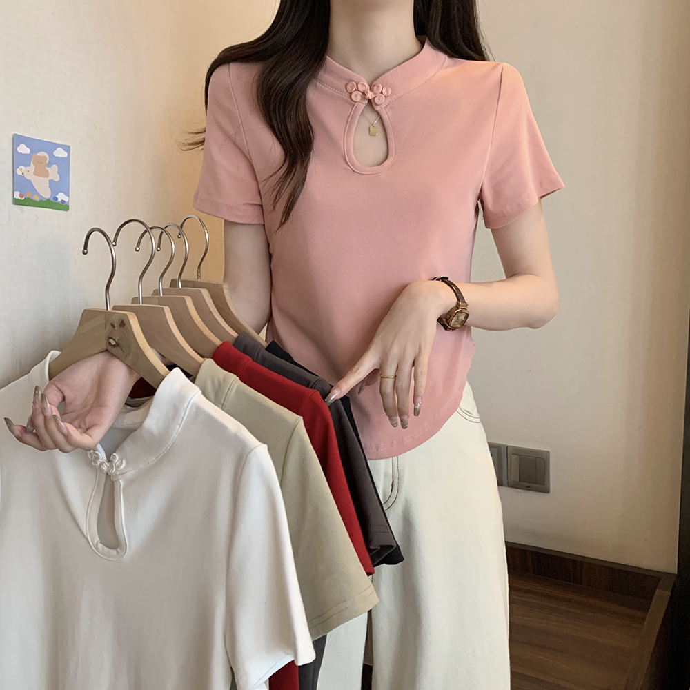 【涵胖胖】Q夏装大码女装新款新中式风盘扣别致百搭上衣 2532