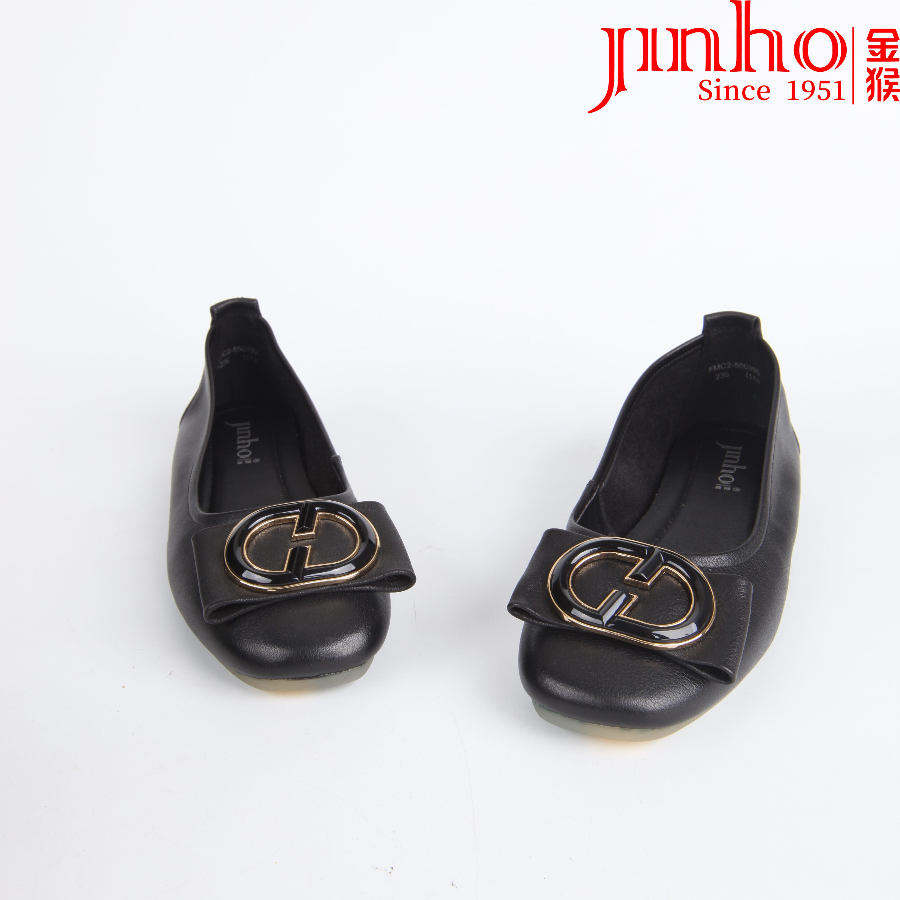 Jinho/金猴【仓壹】平底舒适休闲风防滑修面皮单鞋豆豆鞋高智淡人风