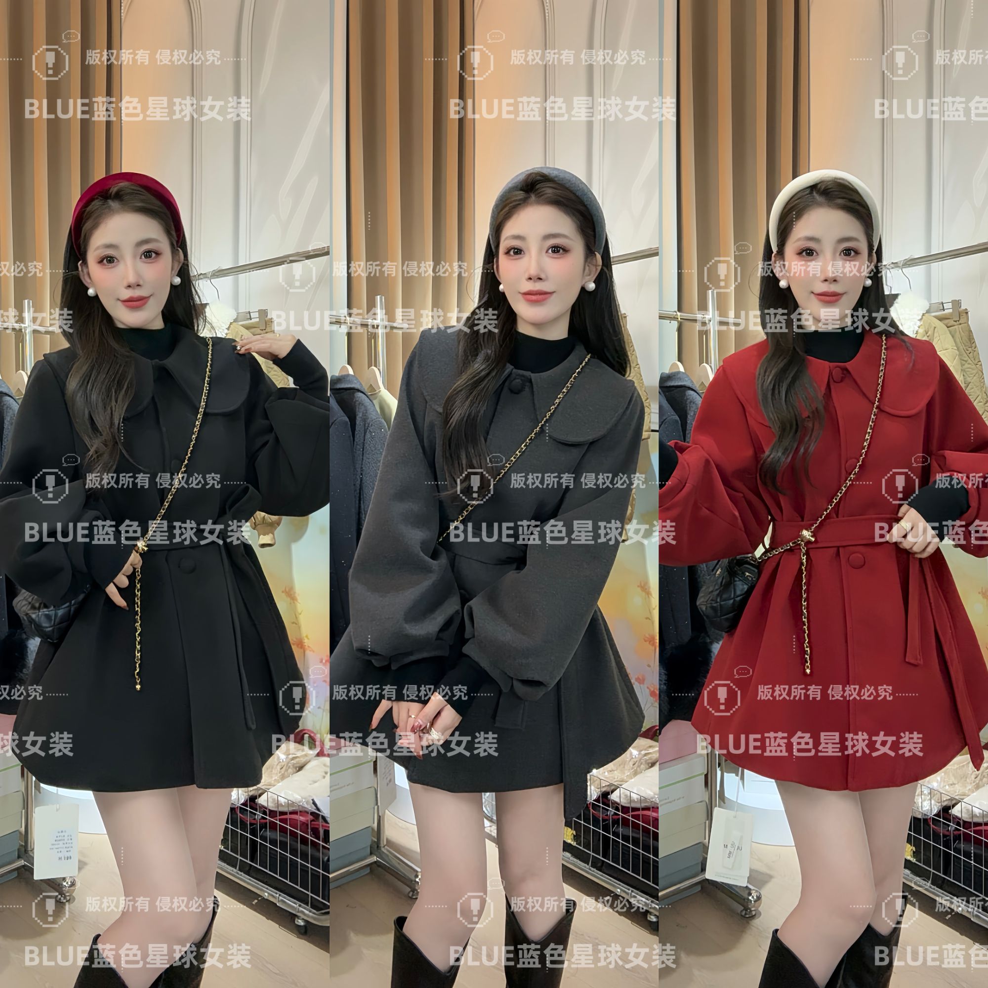 娃娃领收腰毛呢外套女2025新款冬季高级感超好看呢子大衣减龄百搭