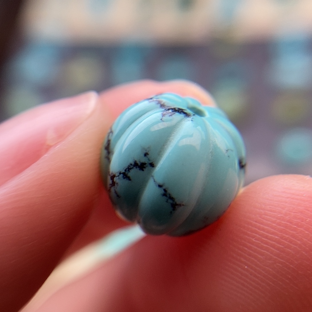 绿松石未镶嵌网花瓜珠11.6mm