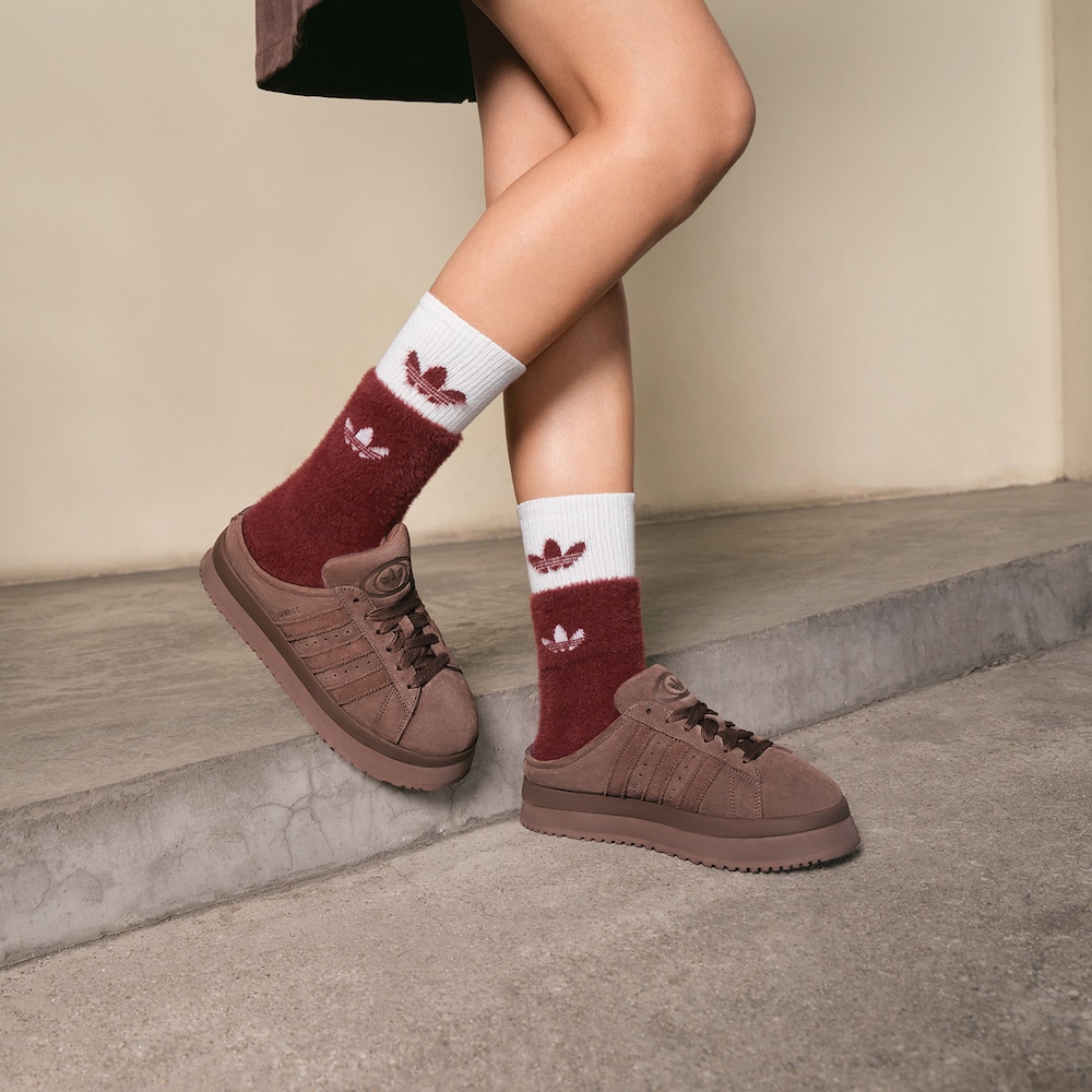 阿迪达斯/adidas三叶草女子面包鞋加绒厚底拖鞋半拖休闲鞋 JR3731