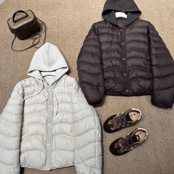 欧货拼接帽子加厚轻薄款百搭显瘦羽绒服5899