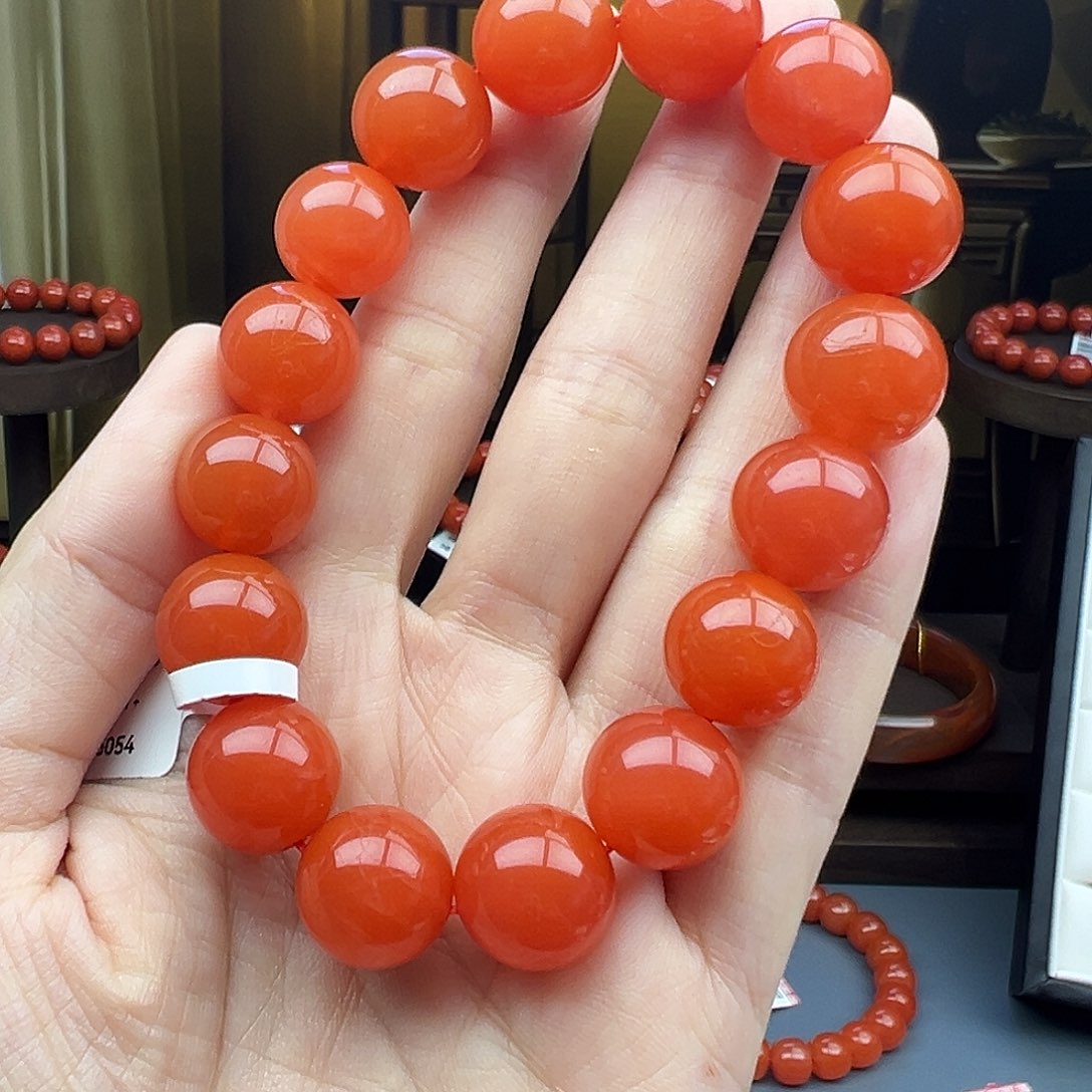 南红玛瑙未镶嵌C保山冷水河辣椒红13mm+收藏级