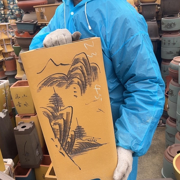 紫砂紫砂花盆和一