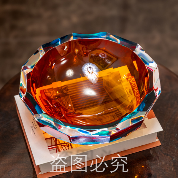 【菱盈-橙】果盘轻奢简约高级餐桌茶桌艺术水晶琉璃收纳AJ1011277