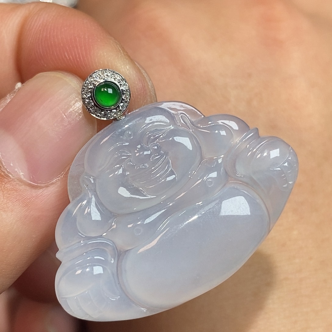 翡翠颈饰18K金镶嵌佛公