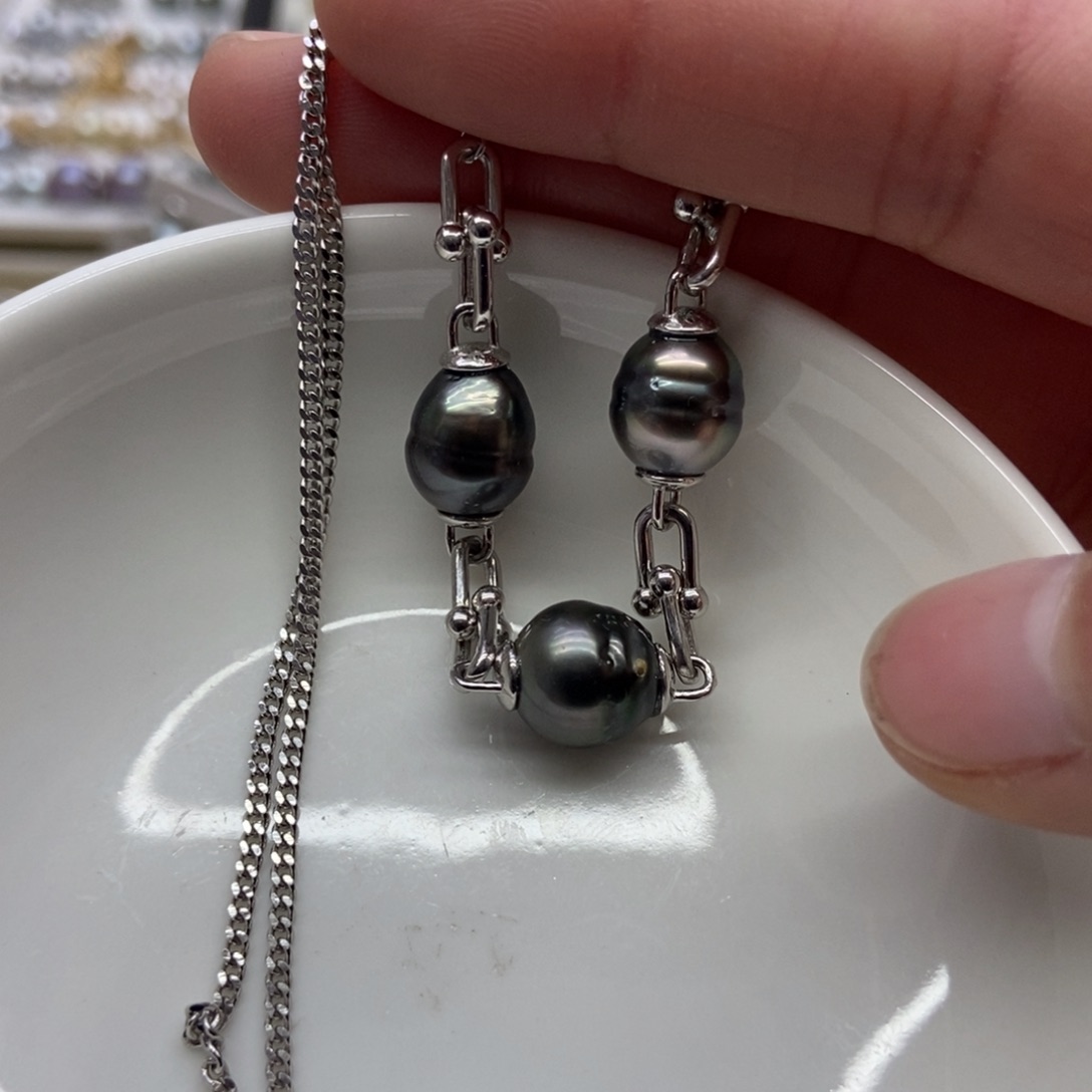 海水珍珠套链银S925镶嵌