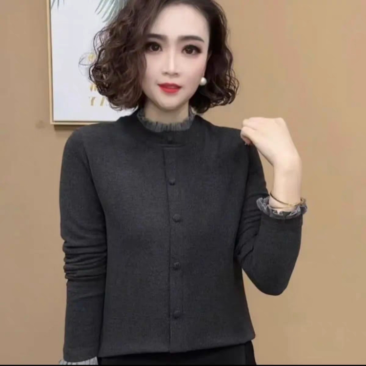 2024冬季新款加厚保暖打底衫中年女装休闲百搭气质设计感长袖上衣