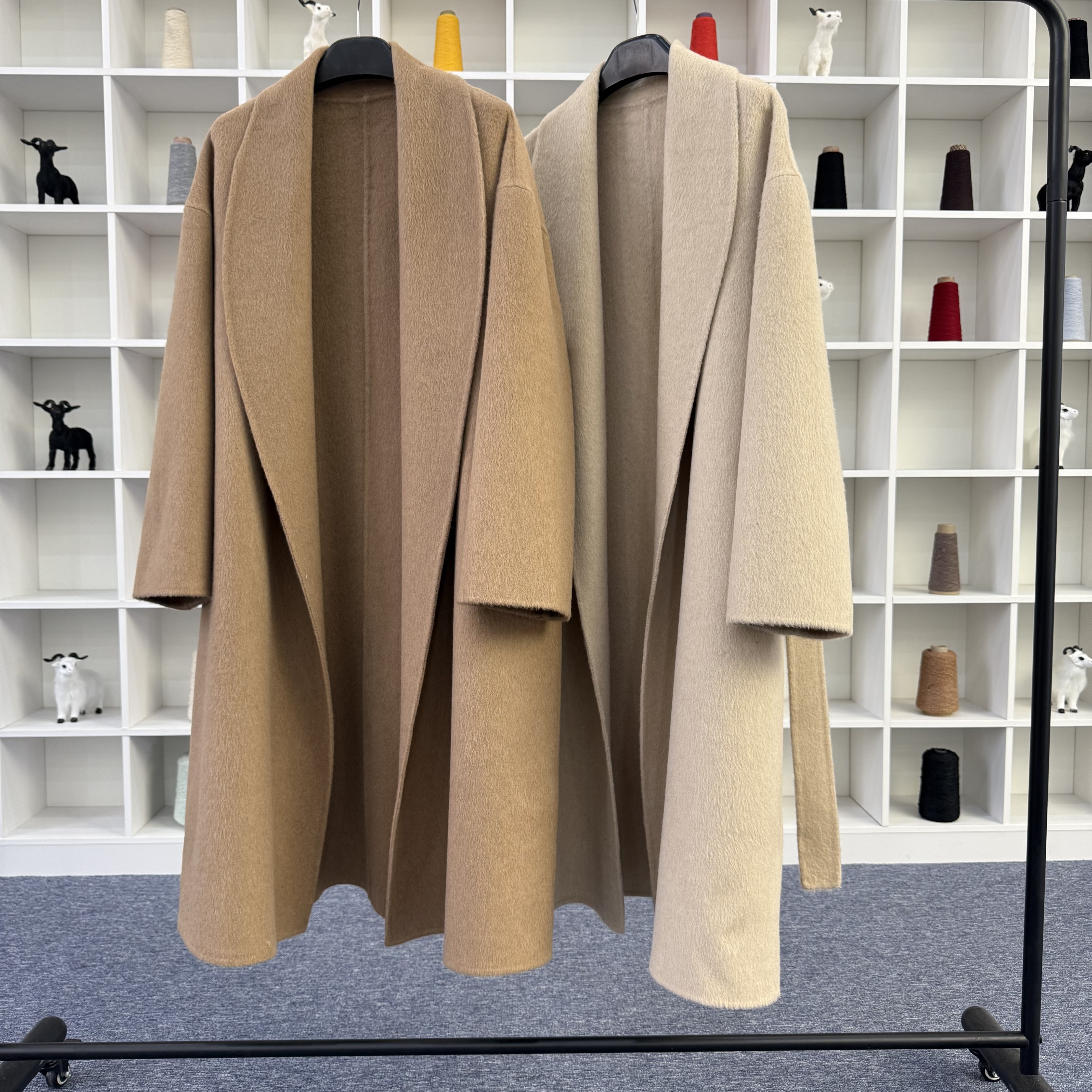 保暖扎染毛呢外套秋冬双面呢设计大衣新款