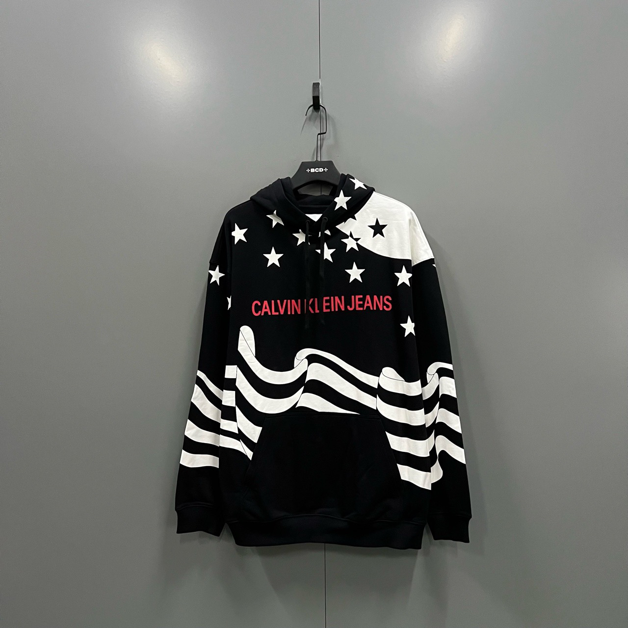 全新未使用  （jp）123 PL  CALVIN KLEIN 拼色星星图案印花帽衫 