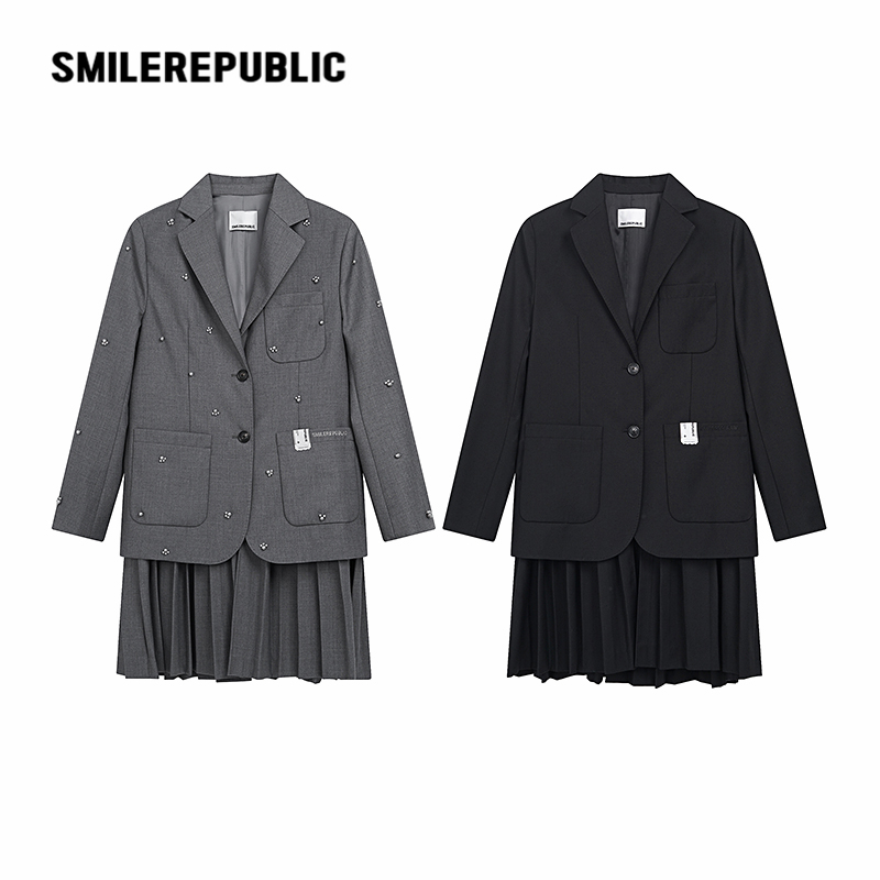 smilerepublic休闲西装外套女2025新款连衣裙时尚休闲百搭宽松