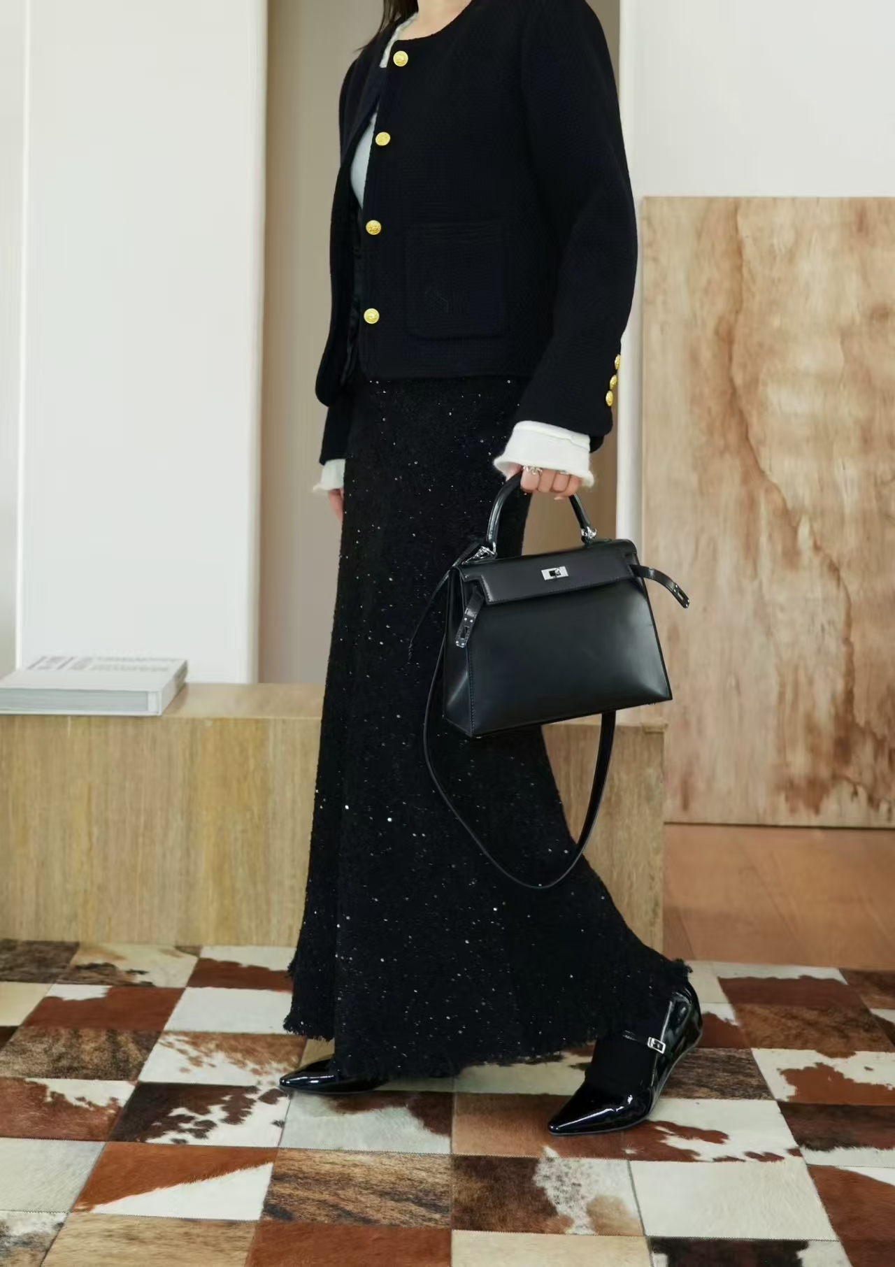 南油设计师秋冬亮片半身裙洋气修身时尚百搭款