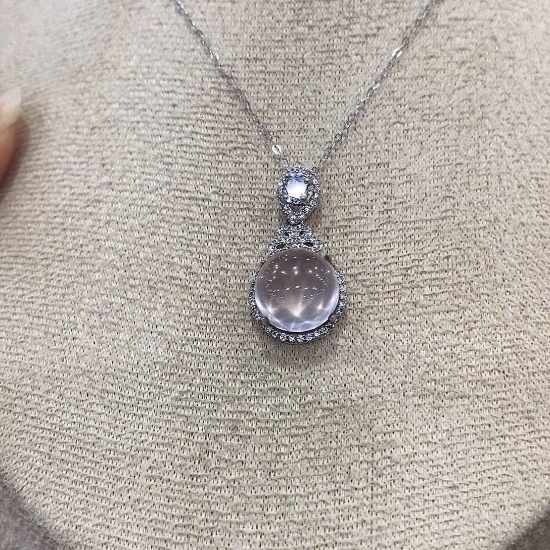 芙蓉石银S925镶嵌颈饰