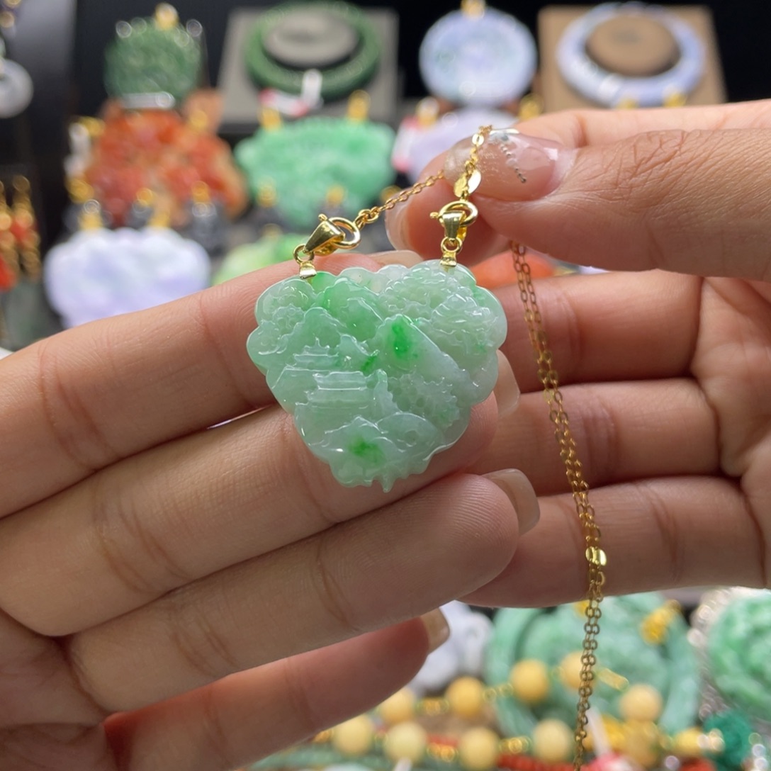 翡翠未镶嵌颈饰代编织