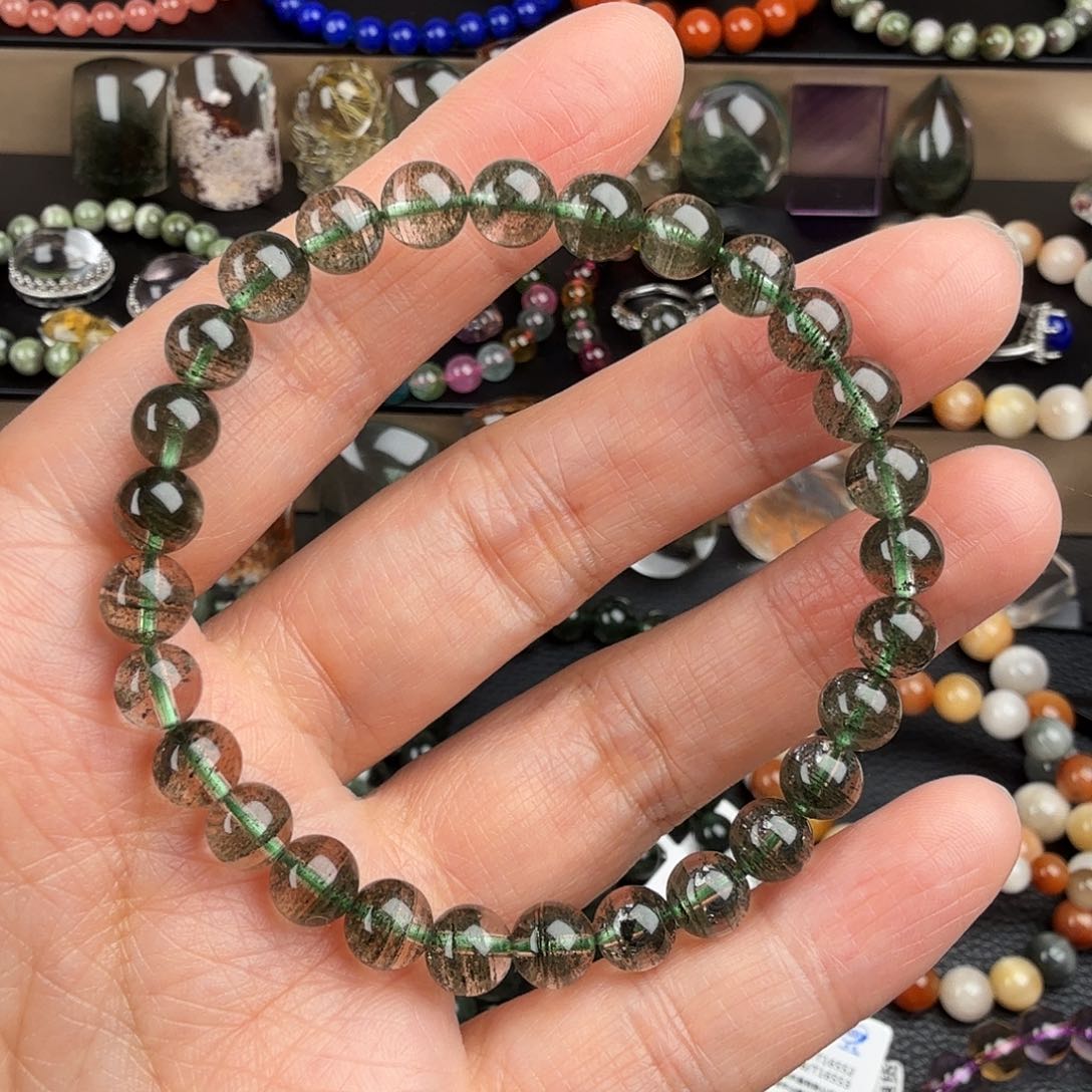 水晶手链未镶嵌天然绿幽灵步步高升千层