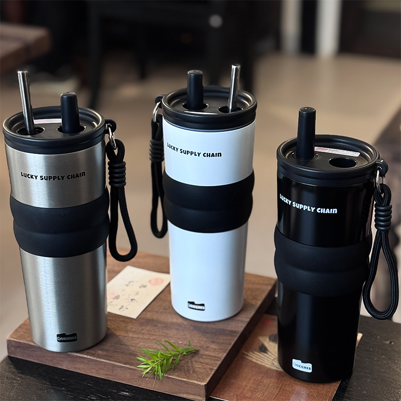 陶瓷内胆吸管保温杯女生办公室泡茶水杯外带把手杯子茶漏冰霸杯