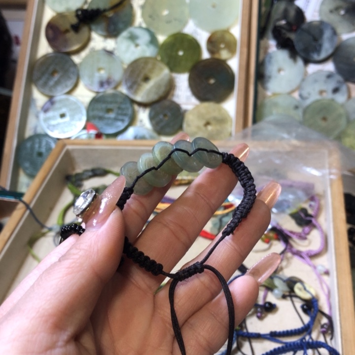 岫玉岫玉五帝钱手链未镶嵌