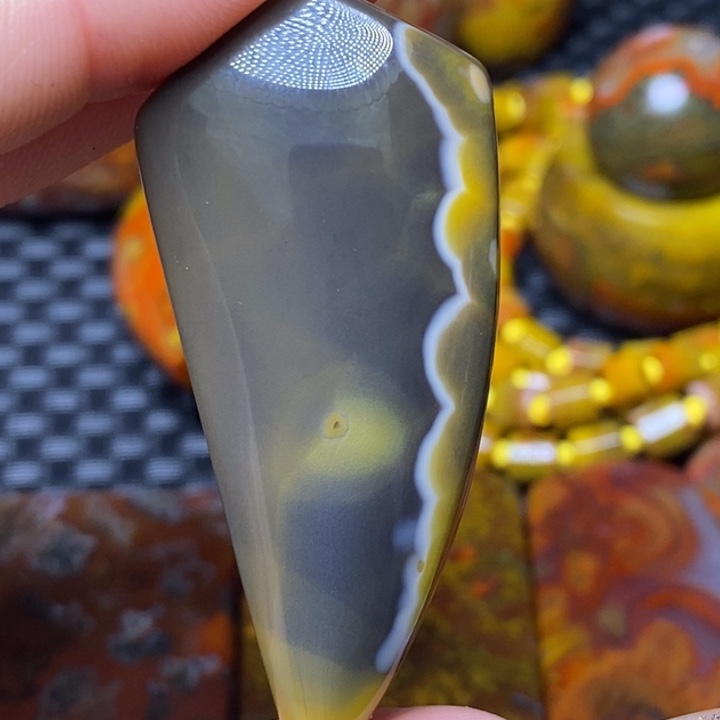 玛瑙/玉髓颈饰足银镀金镶嵌