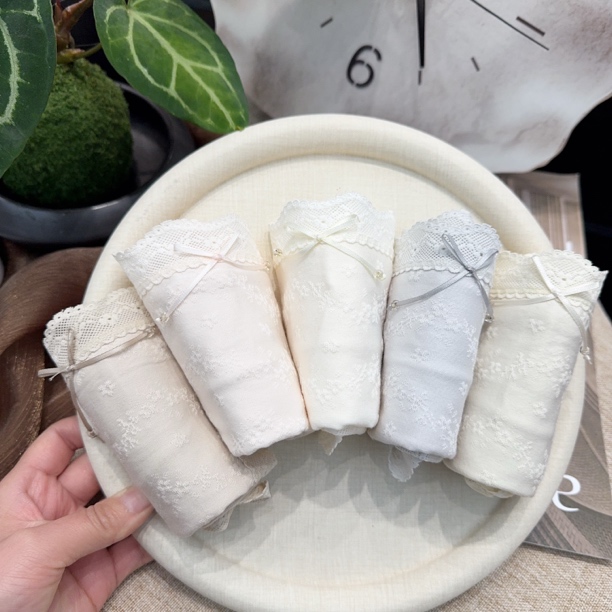 【5条装】96 26年新款中腰高开衩提花棉舒适透气女士内裤