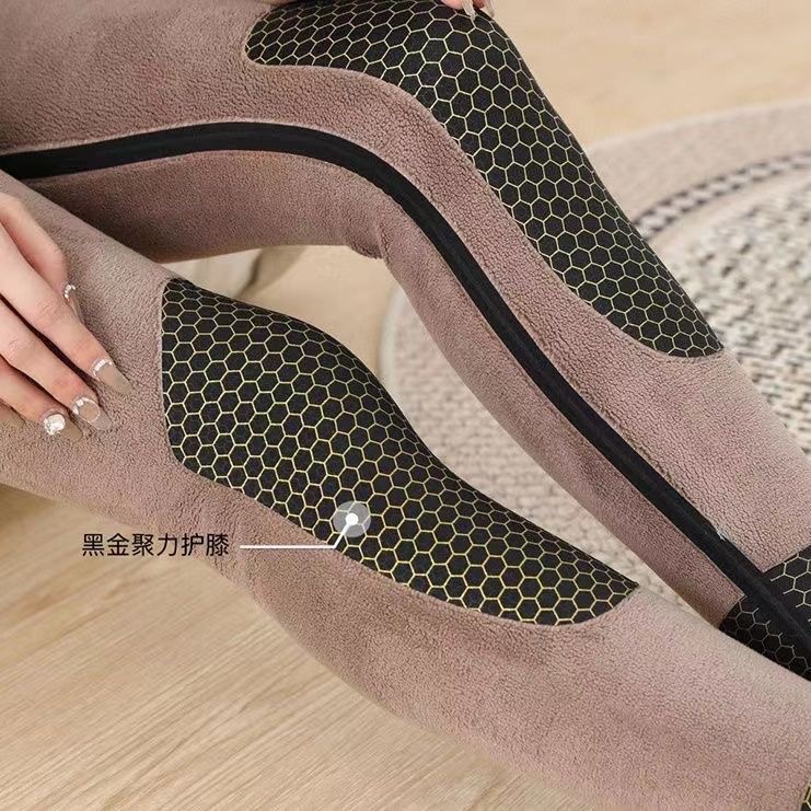 【黑金护膝高暖绒669】高腰塑性外穿鲨鱼裤