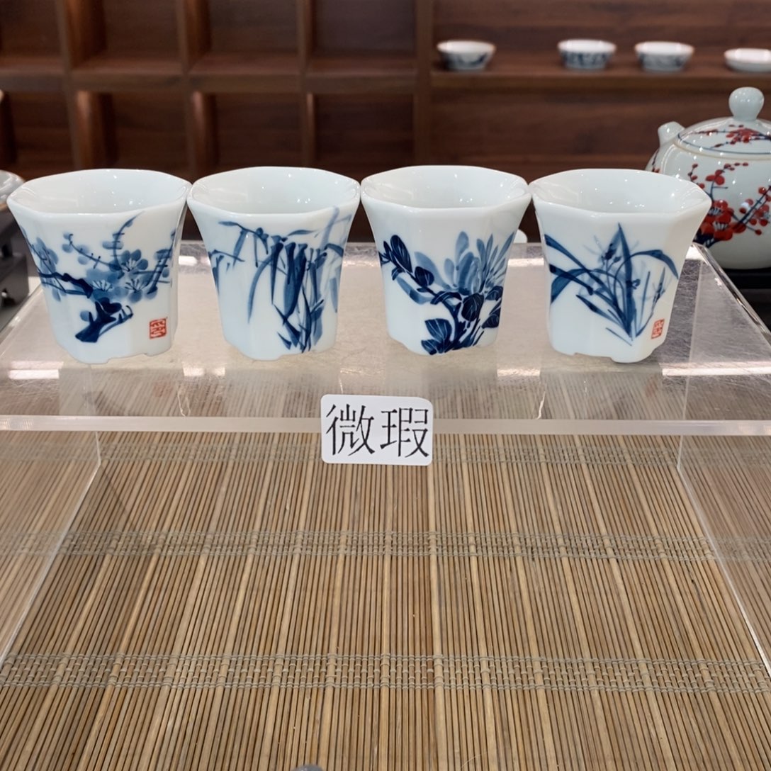 釉下手绘茶具微瑕手工绘制